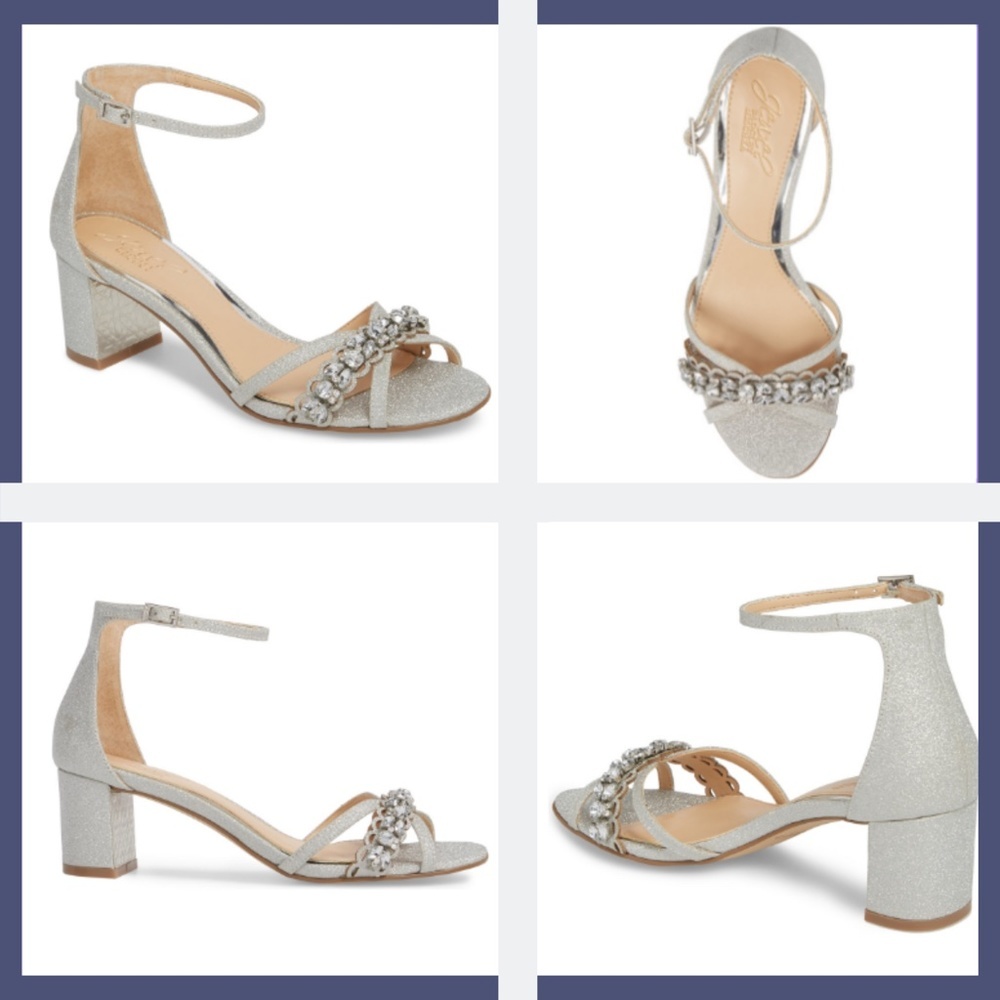 Jewel Badgley Mischka Giona Sandal in Silver Glitter [SZ 8.5 8 ½‎  ]